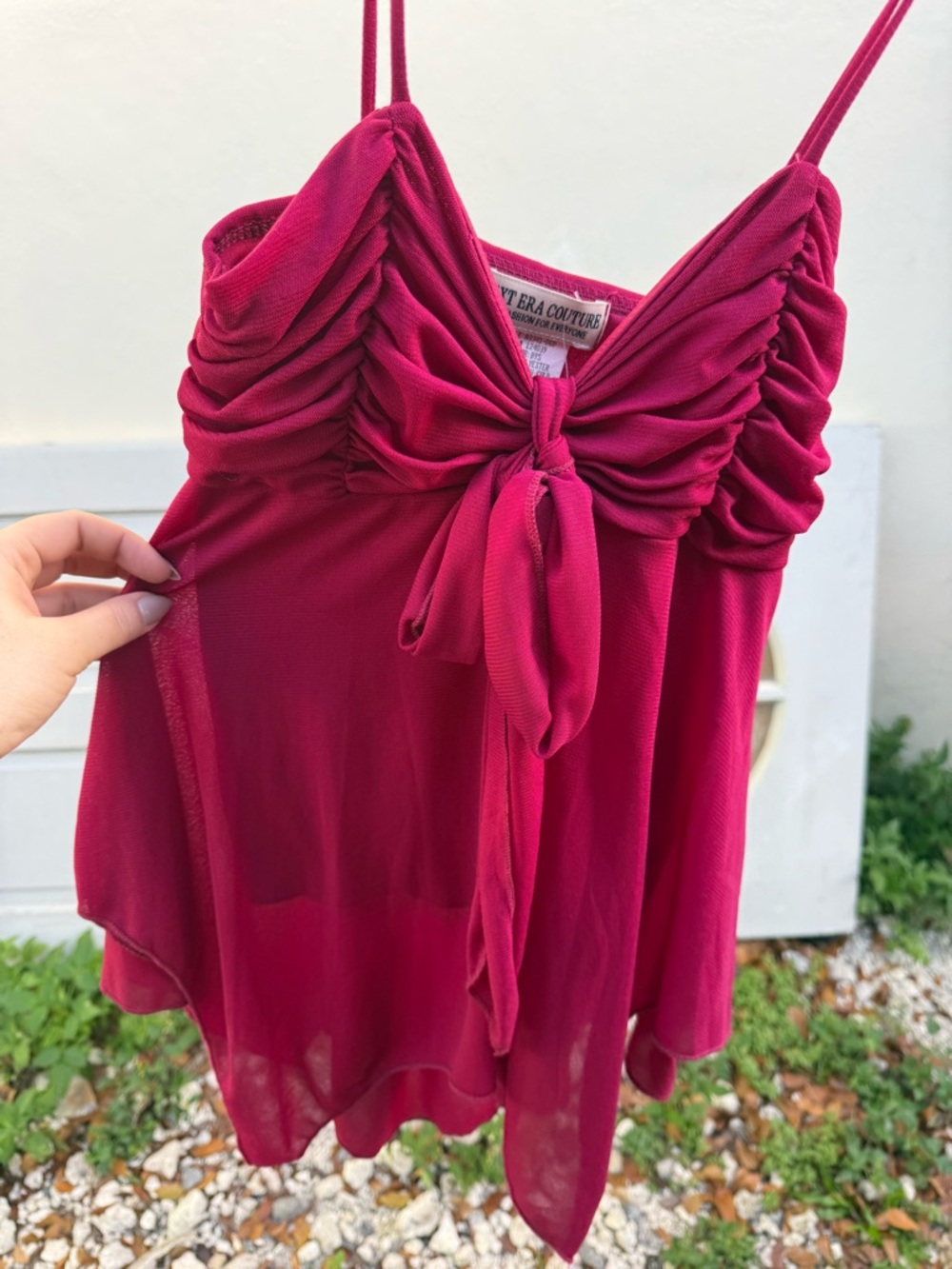 Y2k Ruched Tie-Front Camisole ,Size S